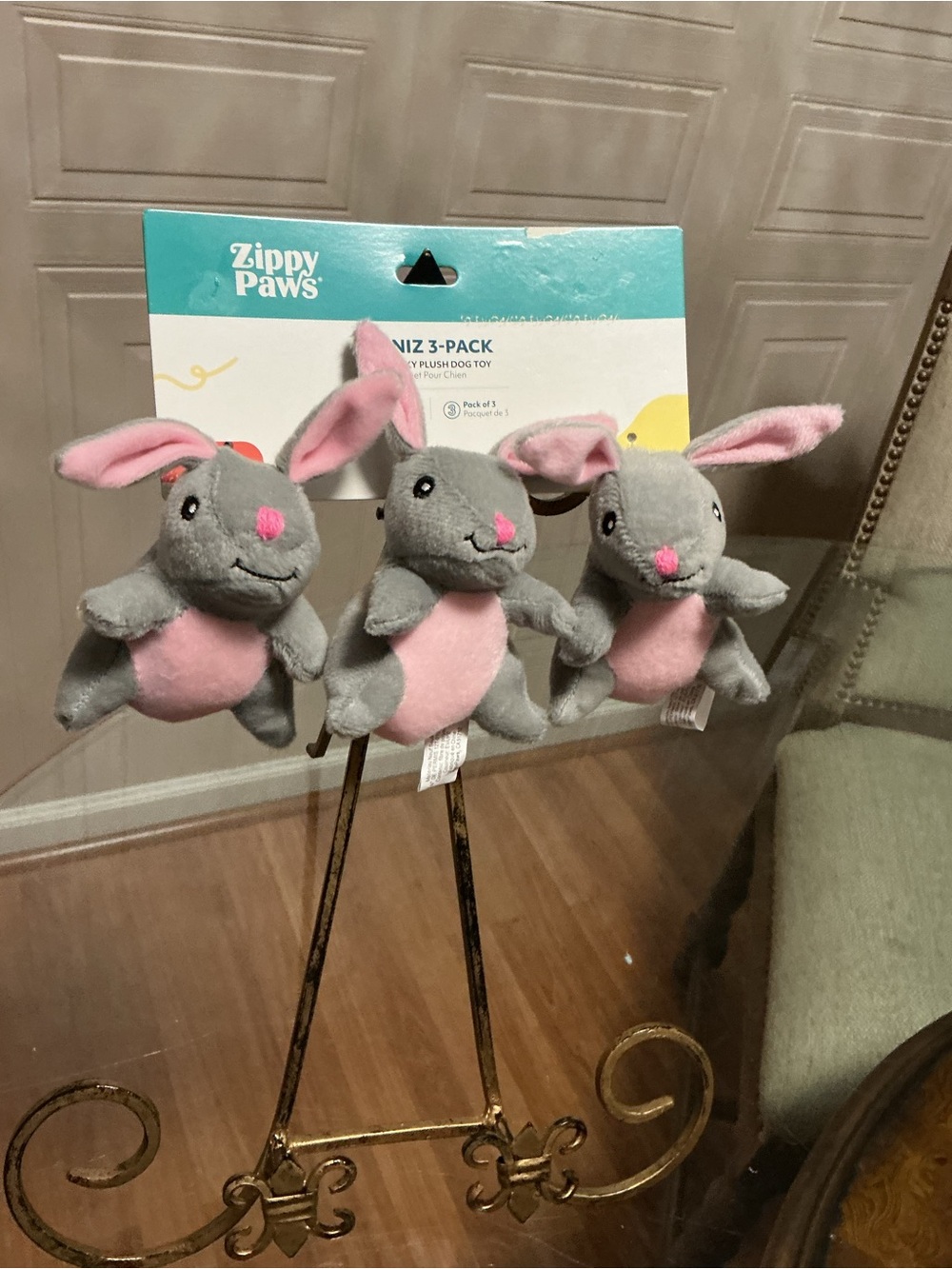 NEW Dog Toys 3 Mini Stuffed Plush Bunnies with Squeakers | Zippy Paws